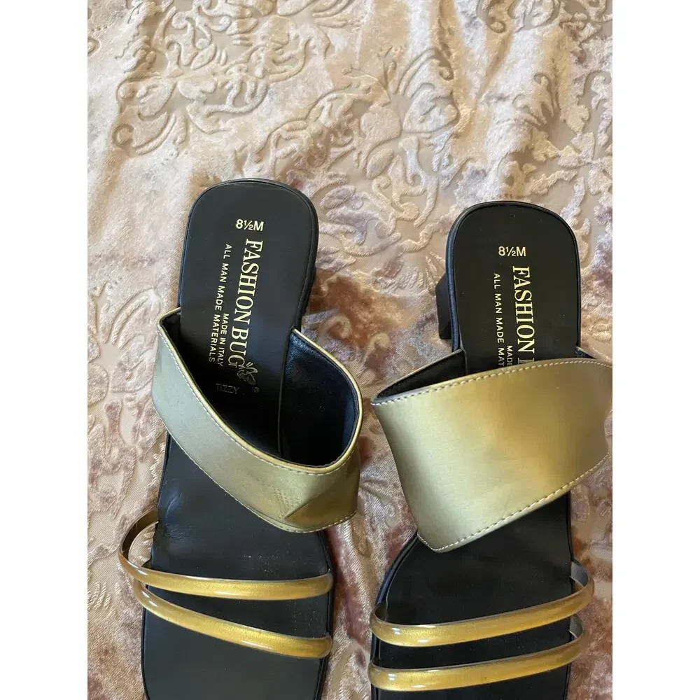 Y2k 90s‎ square toe sandal heels strappy slip on size 8.5